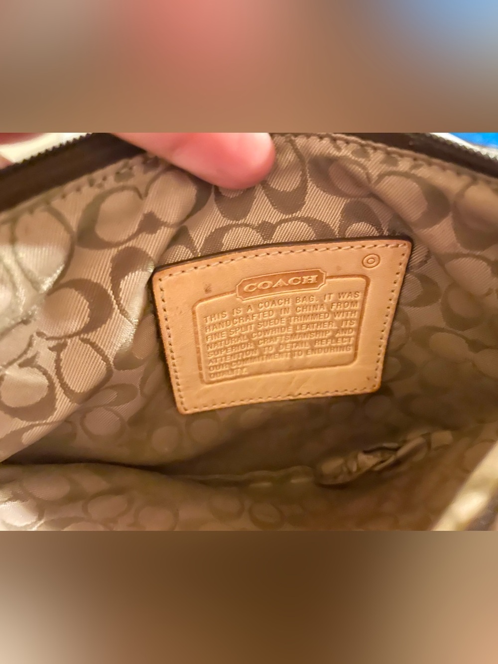 Vintage Coach Brown Suede Wristlet with Tan Leather Trim - Picture 2 of 5